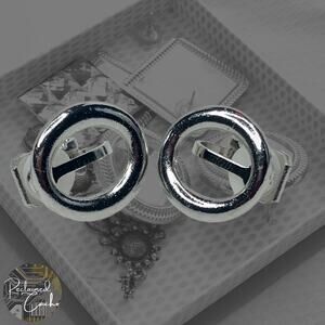 Silver Open Circle Clip-On Stud Earrings